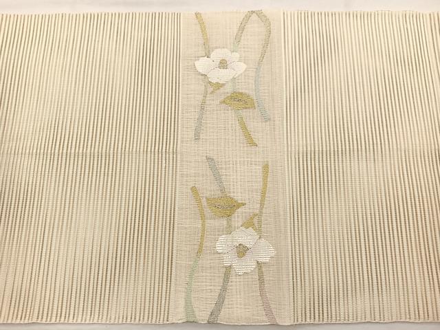 平和屋着物＊夏物　八寸名古屋帯　絽綴れ　椿　金銀糸　正絹　逸品　BAAX7634hv