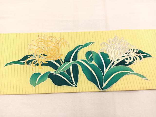 平和屋着物＊夏物　絽塩瀬　九寸名古屋帯　刺繍　鍾馗水仙　銀彩　正絹　逸品　BAAX7635hv