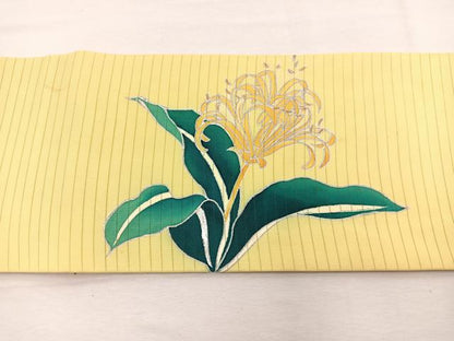 平和屋着物＊夏物　絽塩瀬　九寸名古屋帯　刺繍　鍾馗水仙　銀彩　正絹　逸品　BAAX7635hv