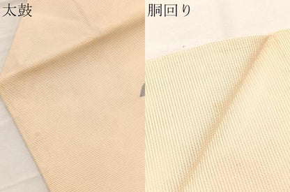 平和屋着物＊夏物　九寸名古屋帯　手描き　駒刺繍　椿　銀糸　正絹　逸品　BAAX7639hv