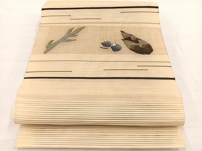 平和屋着物＊夏物　八寸名古屋帯　絽綴れ　成り物　たけのこ　くわい　正絹　逸品　BAAX7642hv