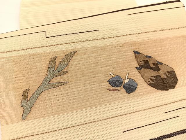 平和屋着物＊夏物　八寸名古屋帯　絽綴れ　成り物　たけのこ　くわい　正絹　逸品　BAAX7642hv