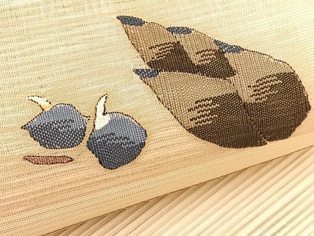 平和屋着物＊夏物　八寸名古屋帯　絽綴れ　成り物　たけのこ　くわい　正絹　逸品　BAAX7642hv