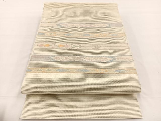平和屋着物＊夏物　八寸名古屋帯　絽綴れ　横段文　銀糸　正絹　逸品　BAAX7644hv
