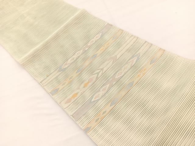 平和屋着物＊夏物　八寸名古屋帯　絽綴れ　横段文　銀糸　正絹　逸品　BAAX7644hv