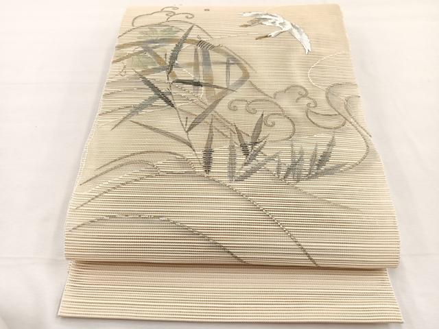 平和屋着物＊夏物　八寸名古屋帯　絽綴れ　作家物　手描き　立波飛鳥文　金銀彩　正絹　逸品　BAAX7646hv