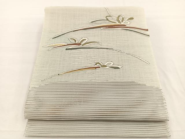 平和屋着物＊夏物　八寸名古屋帯　絽綴れ　草花文　正絹　逸品　未使用　BAAX7647hv
