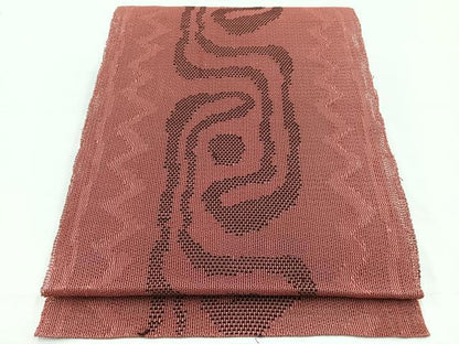 平和屋着物＊夏物　八寸名古屋帯　幾何学文様　正絹　逸品　BAAX7650hv