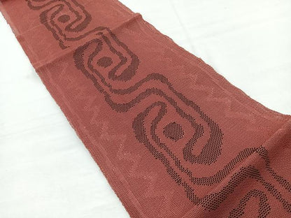 平和屋着物＊夏物　八寸名古屋帯　幾何学文様　正絹　逸品　BAAX7650hv