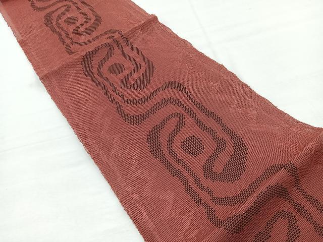 平和屋着物＊夏物　八寸名古屋帯　幾何学文様　正絹　逸品　BAAX7650hv