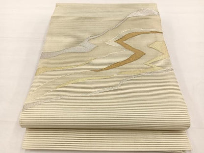 平和屋着物＊夏物　八寸名古屋帯　絽綴れ　変わり松皮菱文　金銀糸　正絹　逸品　BAAX7656hv