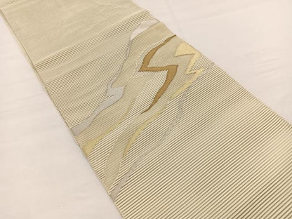 平和屋着物＊夏物　八寸名古屋帯　絽綴れ　変わり松皮菱文　金銀糸　正絹　逸品　BAAX7656hv