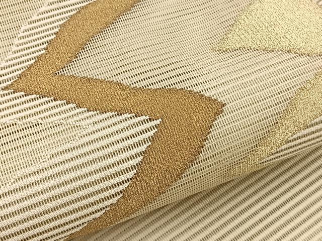 平和屋着物＊夏物　八寸名古屋帯　絽綴れ　変わり松皮菱文　金銀糸　正絹　逸品　BAAX7656hv