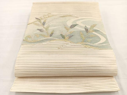 平和屋着物＊夏物　八寸名古屋帯　絽綴れ　流水枝葉文　金銀糸　正絹　逸品　BAAX7657hv