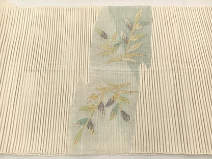 平和屋着物＊夏物　八寸名古屋帯　絽綴れ　流水枝葉文　金銀糸　正絹　逸品　BAAX7657hv