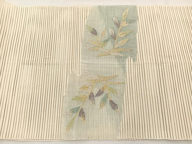 平和屋着物＊夏物　八寸名古屋帯　絽綴れ　流水枝葉文　金銀糸　正絹　逸品　BAAX7657hv