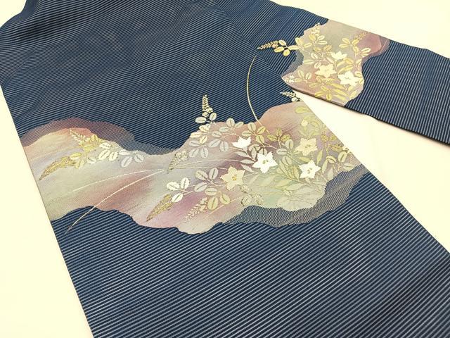 平和屋着物＊夏物　九寸名古屋帯　絽綴れ　秋草文　金銀糸　正絹　逸品　BAAX7660hv