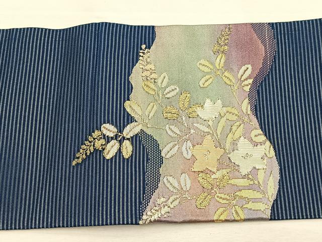 平和屋着物＊夏物　九寸名古屋帯　絽綴れ　秋草文　金銀糸　正絹　逸品　BAAX7660hv