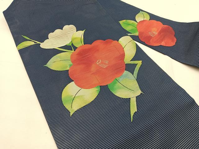 平和屋着物＊夏物　九寸名古屋帯　椿　銀糸　正絹　逸品　BAAX7661hv