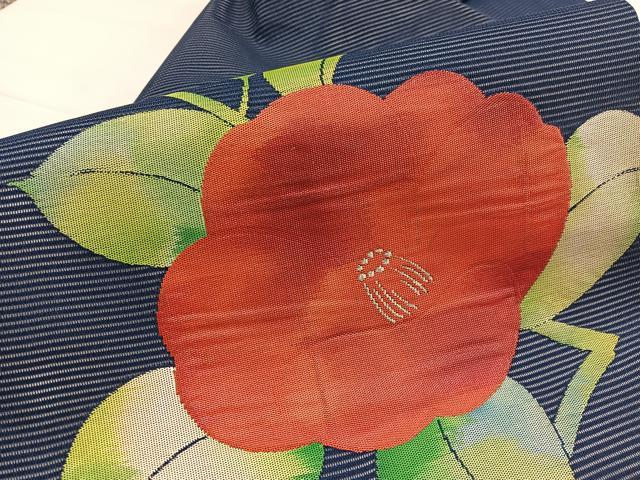 平和屋着物＊夏物　九寸名古屋帯　椿　銀糸　正絹　逸品　BAAX7661hv