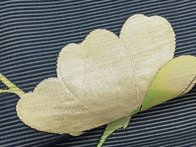 平和屋着物＊夏物　九寸名古屋帯　椿　銀糸　正絹　逸品　BAAX7661hv