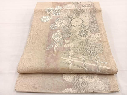 平和屋着物＊夏物　六通柄　京袋帯　唐織　秋草文　銀糸　正絹　逸品　BAAX7664hv