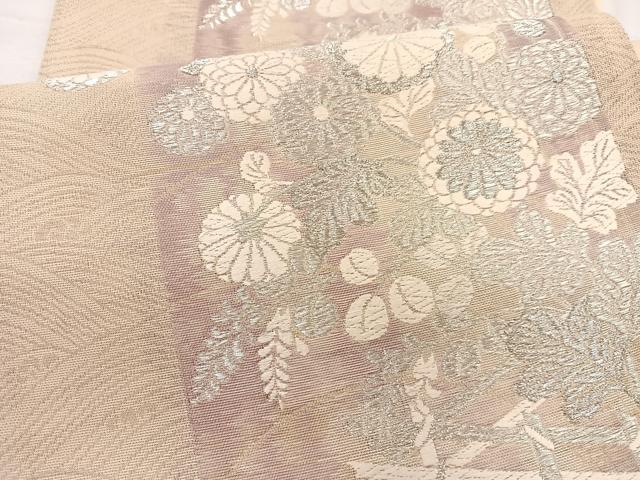平和屋着物＊夏物　六通柄　京袋帯　唐織　秋草文　銀糸　正絹　逸品　BAAX7664hv