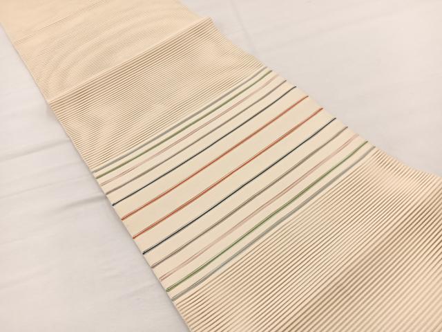 平和屋着物＊夏物　八寸名古屋帯　絽綴れ　横段文　正絹　逸品　BAAX7667hv