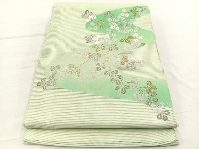 平和屋着物＊夏物　九寸開き名古屋帯　萩文　金銀糸　正絹　逸品　BAAX7668hv