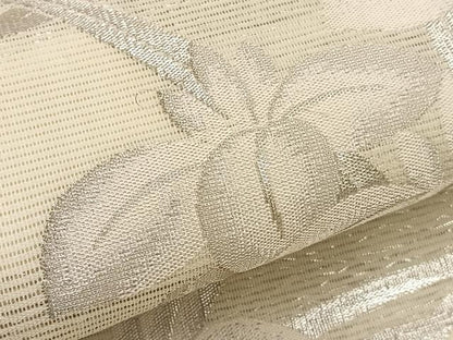 平和屋着物＊夏物　九寸名古屋帯　杜若　銀糸　正絹　逸品　BAAX7672hv
