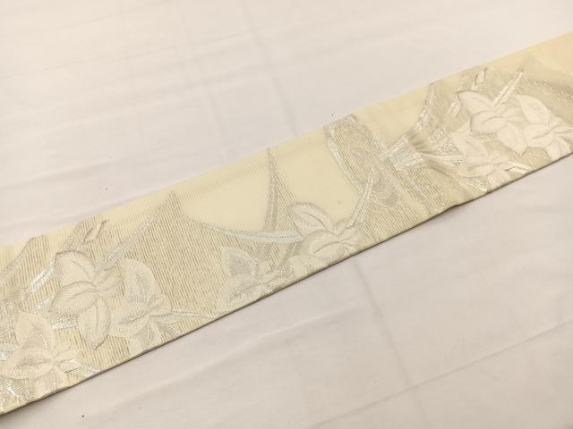 平和屋着物＊夏物　九寸名古屋帯　杜若　銀糸　正絹　逸品　BAAX7672hv