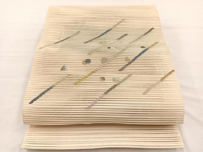 平和屋着物＊夏物　八寸名古屋帯　絽綴れ　幾何学文様　金銀糸　正絹　逸品　BAAX7673hv