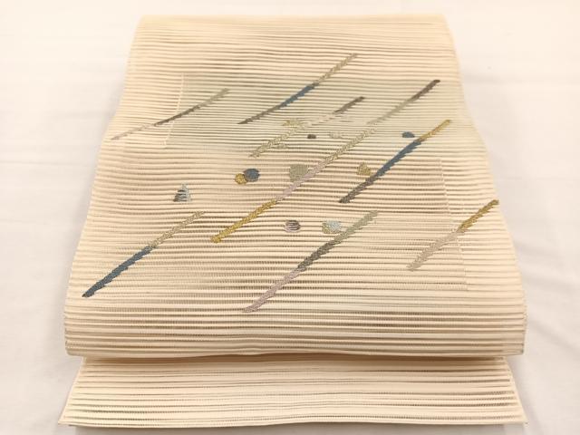 平和屋着物＊夏物　八寸名古屋帯　絽綴れ　幾何学文様　金銀糸　正絹　逸品　BAAX7673hv