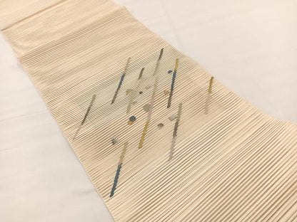 平和屋着物＊夏物　八寸名古屋帯　絽綴れ　幾何学文様　金銀糸　正絹　逸品　BAAX7673hv