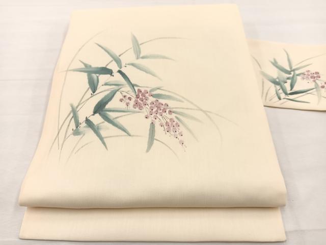 平和屋着物＊夏物　九寸名古屋帯　手描き　南天文　BAAX7676hv