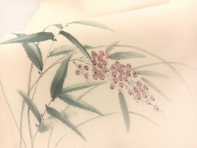 平和屋着物＊夏物　九寸名古屋帯　手描き　南天文　BAAX7676hv