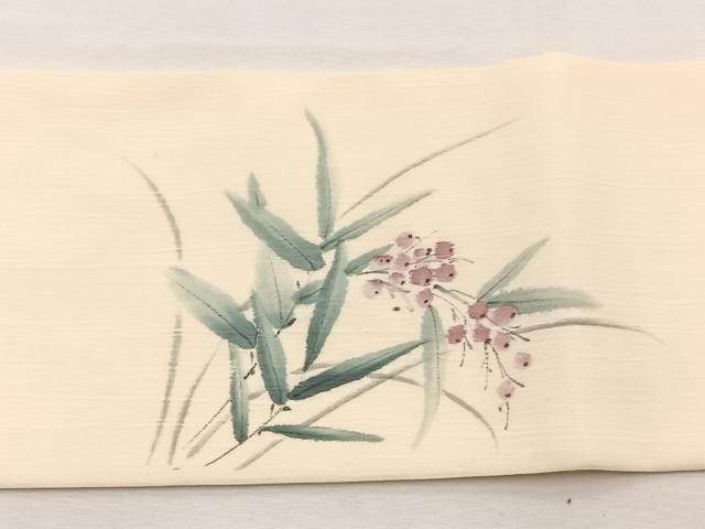平和屋着物＊夏物　九寸名古屋帯　手描き　南天文　BAAX7676hv