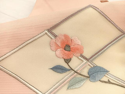 平和屋着物＊夏物　九寸名古屋帯　総刺繍　駒刺繍　椿　金銀糸　正絹　逸品　未使用　BAAX7678hv