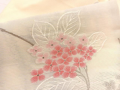 平和屋着物＊夏物　九寸名古屋帯　紫陽花　銀糸　正絹　逸品　BAAX7680hv