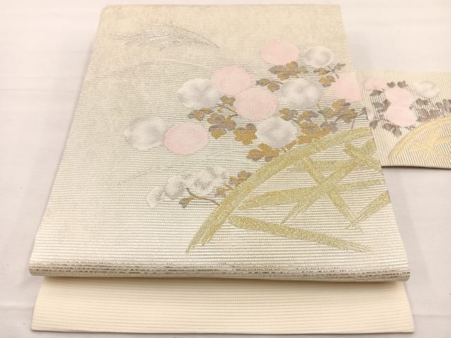 平和屋着物＊夏物　九寸名古屋帯　籬秋草文　金銀糸　正絹　逸品　BAAX7682hv
