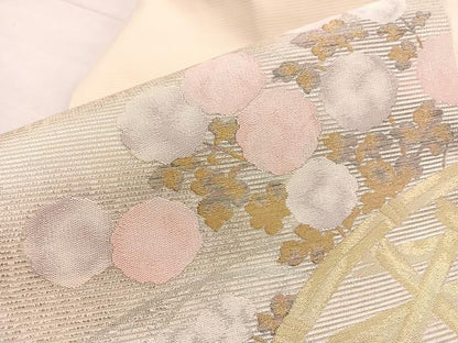 平和屋着物＊夏物　九寸名古屋帯　籬秋草文　金銀糸　正絹　逸品　BAAX7682hv