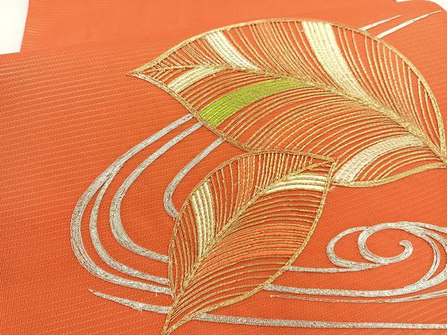 平和屋着物＊夏物　太鼓柄　京袋帯　総駒刺繍　流水草葉文　金銀糸　正絹　逸品　BAAX7683hv