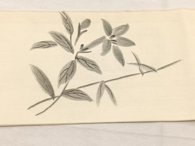 平和屋着物＊夏物　九寸名古屋帯　手描き　桔梗　正絹　逸品　BAAX7685hv