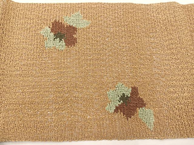 平和屋着物＊夏物　八寸名古屋帯　手織り　草花文　証紙付き　正絹　逸品　BAAX7686hv