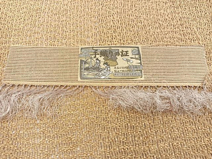 平和屋着物＊夏物　八寸名古屋帯　手織り　草花文　証紙付き　正絹　逸品　BAAX7686hv