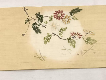 平和屋着物＊夏物　九寸名古屋帯　枝花文　金銀彩　正絹　逸品　BAAX7691hv