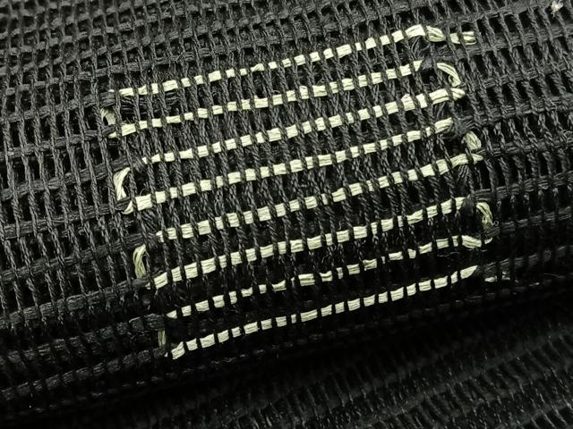 平和屋着物＊夏物　八寸名古屋帯　幾何学文様　黒地　正絹　逸品　BAAX7692hv