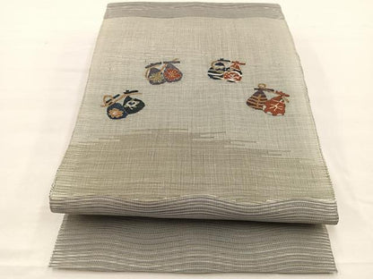 平和屋着物＊夏物　八寸名古屋帯　絽綴れ　仕覆文　正絹　逸品　BAAX7693hv