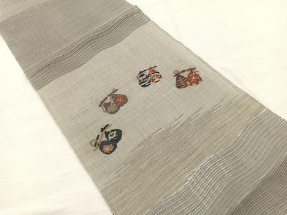 平和屋着物＊夏物　八寸名古屋帯　絽綴れ　仕覆文　正絹　逸品　BAAX7693hv