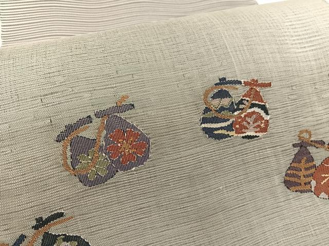 平和屋着物＊夏物　八寸名古屋帯　絽綴れ　仕覆文　正絹　逸品　BAAX7693hv